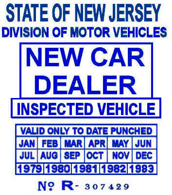 (image for) 1979 - 1983 NJ NEW CAR DEALER STICKER